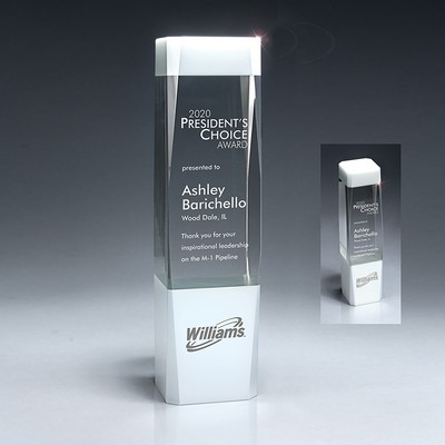 Clear and White Crystal Jewel-Cut Pillar (Includes Silver Color-Fill on White)