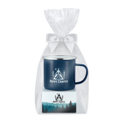 Promo Revolution - 16 Oz. Specked Camping Mug Gift Set w/3 Gourmet Chocolate Chunk Cookies