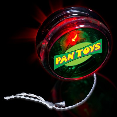 2" Digi-Printed Light-Up Green & Clear Yo-Yo w/Red LED