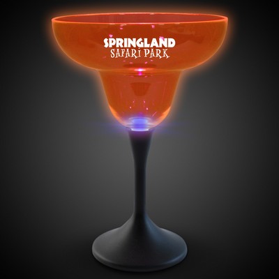 Orange Neon LED Pad Printed Margarita Glasses