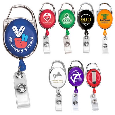 "Oberlin" Retractable Carabiner Style Badge Reel & Badge Holder