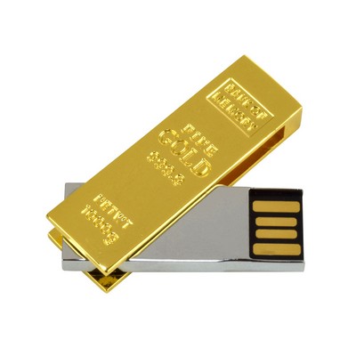 256 MB Gold Bar Swivel Flash Drive