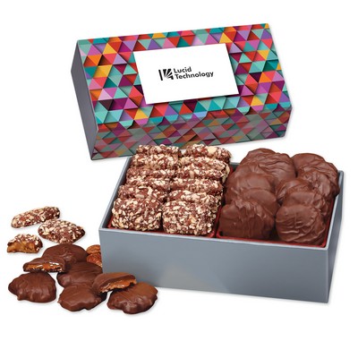 Toffee & Pecan Clusters in Gift Box with Triangles Sleeve