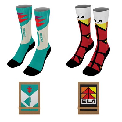 18" Dye-Sublimated Socks (Pair) W/Tri-Fold Packaging