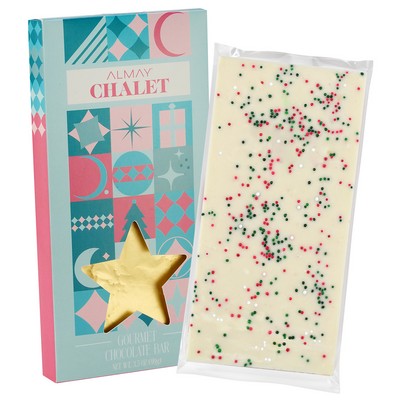 3.5 Oz. Belgian Chocolate in Star Window Box - Holiday Sugar Cookie Crunch Bar