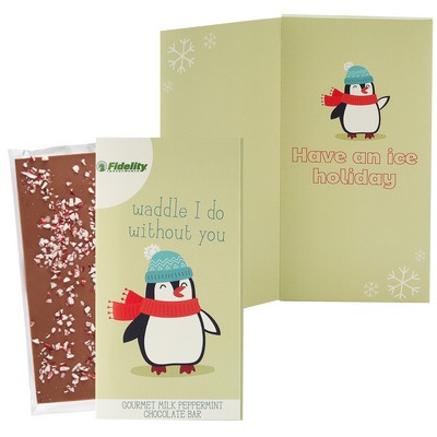 3.5 Oz. Belgian Chocolate Greeting Card Box (Waddle I do Without You) - Peppermint Bar