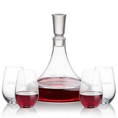 Ashby Decanter & 4 Boston Stemless Wine