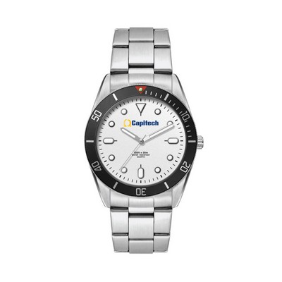 34mm, Silver Metal Case, Bk Bezel, 3-Hand Mvt