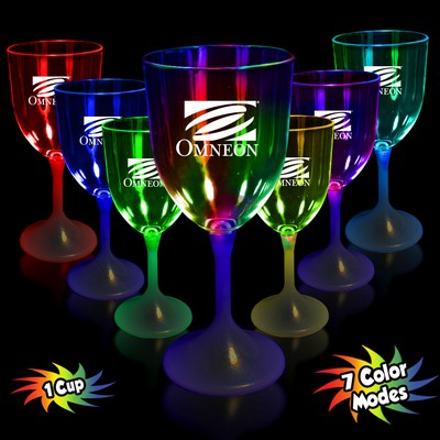 10 Oz. Pad Printed Light-Up Wine Glass w/White Base