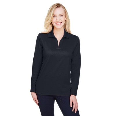 Devon and Jones CrownLux Performance? Ladies' Plaited Long Sleeve Polo