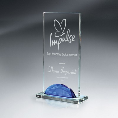 Optic Crystal Blue Gemstone Award - Tall