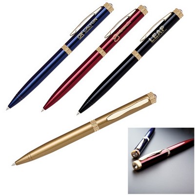 Twist Action Ballpoint Pen w/Diamond Design Top