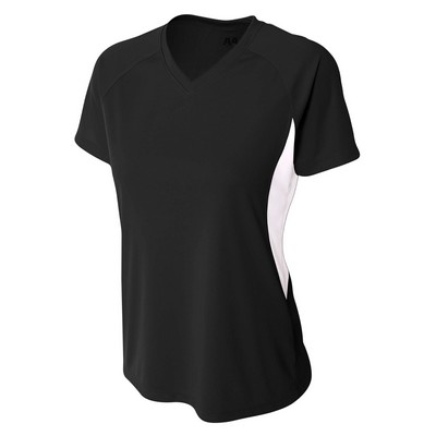 A-4 Ladies' Color Block Performance V-Neck T-Shirt