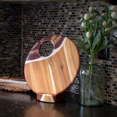 12" Round Acacia Board w/ Holder