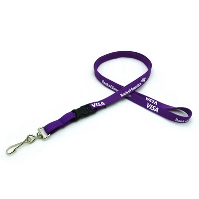 3/8" Silkscreened Tubular Lanyard w/ Detachable Buckle