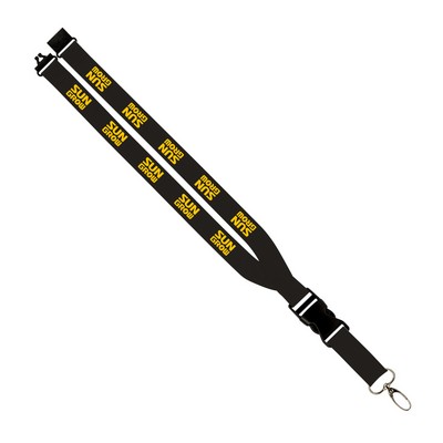 Maverick 1" Polyester Lanyard W/ Slide Buckle Release, Silver Metal Oval & Convenience Release