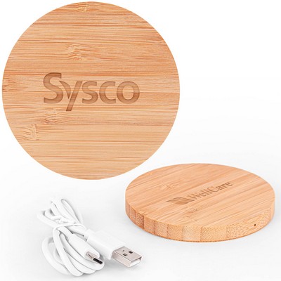 The Temora 15W Bamboo Wireless Charging Pad