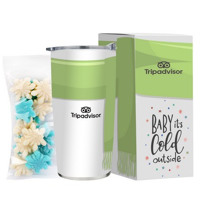 Promo Revolution - 20 Oz. Straight Tumbler Holiday Greetings Gift Set w/ Gummy Snowflakes