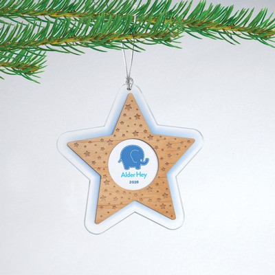 Highlight Acrylic and Alder Wood Star Christmas Ornament