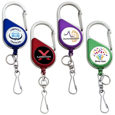 Color Chrome Heavy Duty Carabiner Retractable Badge Reel