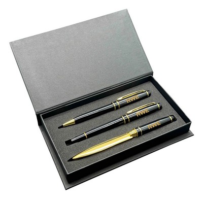 Premade Triple Pen Set with Windsor-II Pens and Letter Opener