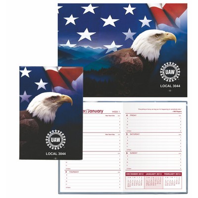 Stock Full Color Vinyl 7"X10" Patriotic Planner w/ Weekly Insert