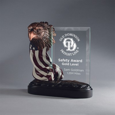 Eagle Head with American Flag and Glass