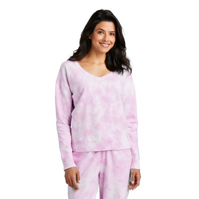 Port & Company® Ladies Beach Wash® Cloud Tie-Dye V-Neck Sweatshirt