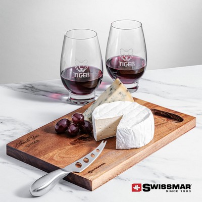 Swissmar® Acacia Board & 2 Glenarden Stemless Wine