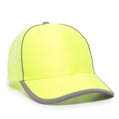 Hi-Vis Polyester Cap w/Reflective Accents & Mesh Back