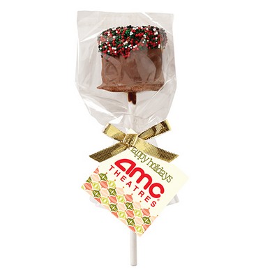 Chocolate Covered Marshmallow Pop w/ Christmas Nonpareil Sprinkles