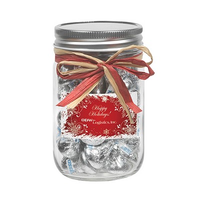 12 Oz. Glass Mason Jar w/ Raffia Bow (Hershey's® Kisses®)