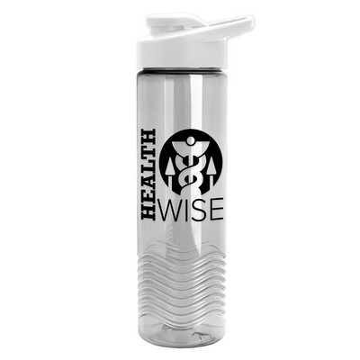 24 Oz. Wave Transparent Bottle w/Drink-Thru Lid