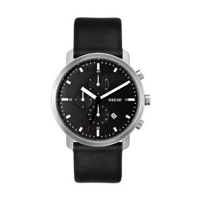 Wc8318 44mm Steel Matte Silver Case, Chronograph Mvmt, Black Dial, Dte Display, Leather Strap, Flat 