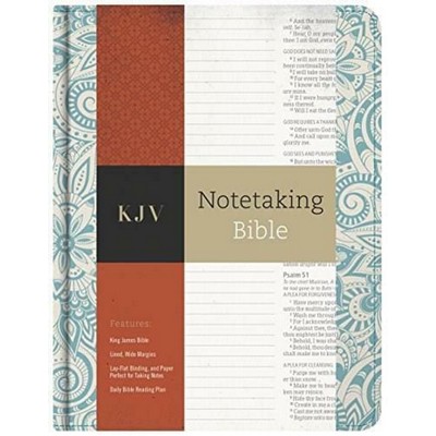 KJV Notetaking Bible, Blue Floral Cloth Over Board