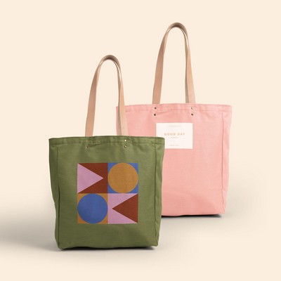 All That Grocery Tote - Colored Canvas With Leather Handles