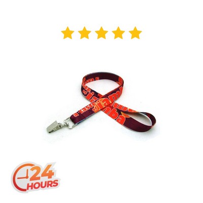 3/4" Digitally Sublimated Lanyard w/ Bulldog Clip