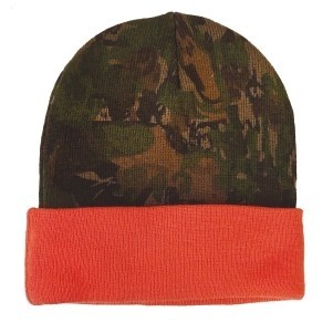 Orange Fold Up Long Camo Toque