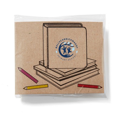 School Kids Coloring Book & 6-Color Pencil Set To-Go