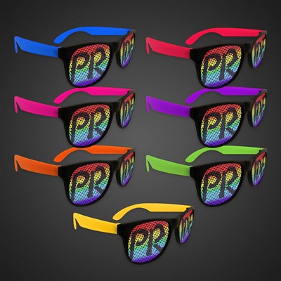 Rainbow Pride Neon Billboard Sunglasses w/Yellow Arms