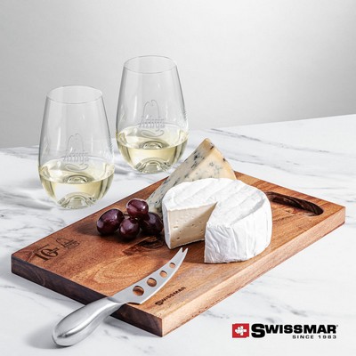 Swissmar® Acacia Board & 2 Boston Stemless Wine