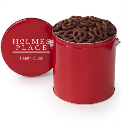 Gallon Snack Tins - Chocolate Mini Pretzels