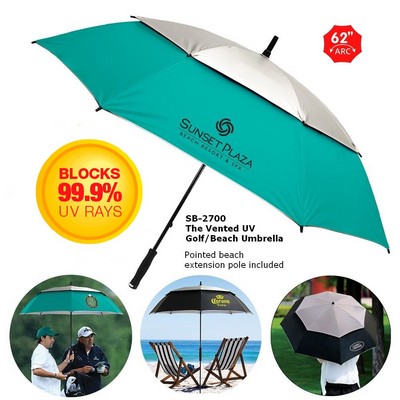 The Vented UPF50 UV Blocking Golf/Beach Umbrella