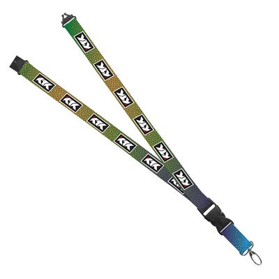 Import Maverick 1" Dye-Sub Lanyard W/ Slide Buckle Release, Silver Metal Oval & Convenience Release