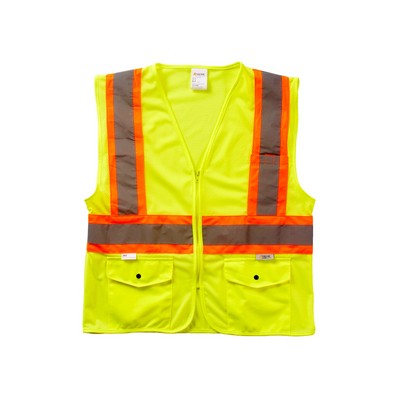 Xtreme Visibility DOT Class 2 Contrast Stripe Zip Vest