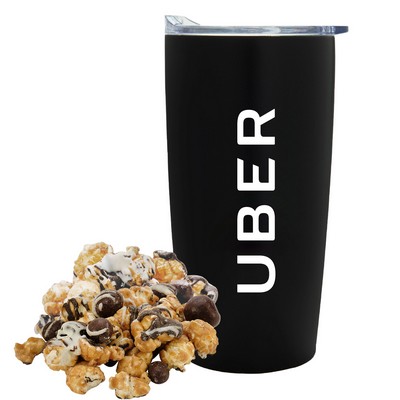 Promo Revolution - 20 Oz. Straight Tumbler w/Plastic Liner Gift Set w/Caramel Latte Popcorn