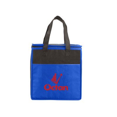 Prime Line Two-Tone Flat Top Insulated Non-Woven Shopping Tote Bag