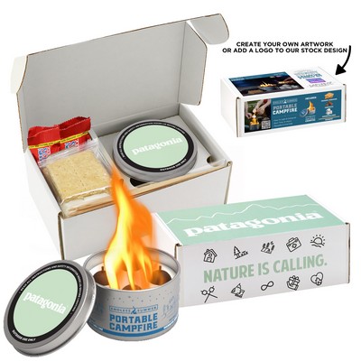 S'mores Pack w/ Portable Campfire w/ Tony's Chocolonely w/ Custom lid label & Custom Box Label