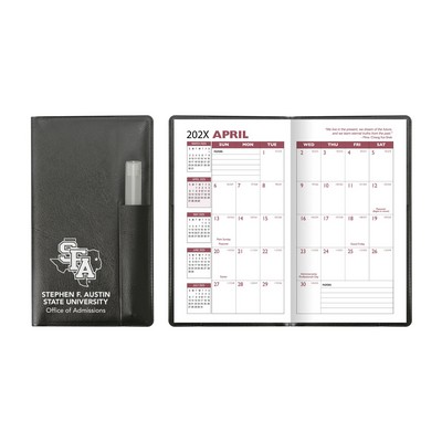 Executive Vinyl Cover Academic Pocket Planner with Pen