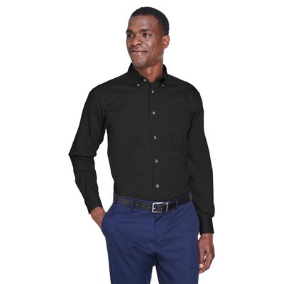 Harriton Men's Easy Blend™ Long-Sleeve Twill Shirt with Stain-Release